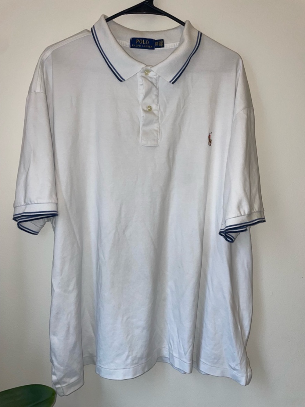 Polo by Ralph Lauren White Short-Sleeve Polo with Navy Trim